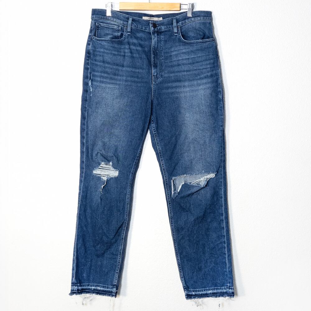 Hudson Jade Boyfriend Jeans Distressed Crop 33 Y2K Grunge Streetwear